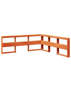 Testiera Libreria a L Marrone Cera 200cm Legno Massello di Pino