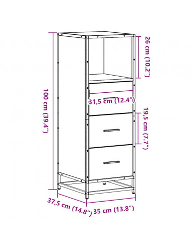 Armadietto Bagno Rovere Fumo 35x37,5x100cm in Legno Multistrato