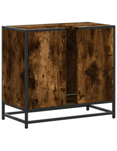 Armadietto Bagno Rovere Fumo 65x33x60 cm in Legno Multistrato 2