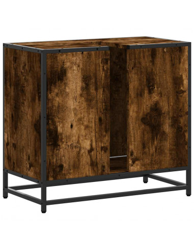 Armadietto Bagno Rovere Fumo 65x33x60 cm in Legno Multistrato