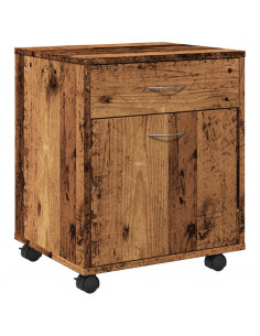 Armadietto con Ruote Legno Antico 45x38x54 cm Legno Multistrato