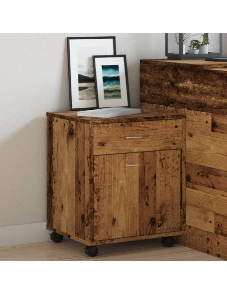 Armadietto con Ruote Legno Antico 45x38x54 cm Legno Multistrato