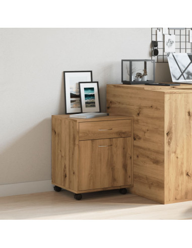 Armadietto con Ruote Rovere Artigianale 45x38x54 cm Truciolato