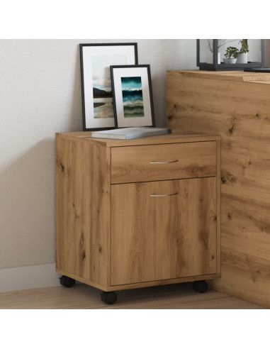 Armadietto con Ruote Rovere Artigianale 45x38x54 cm Truciolato