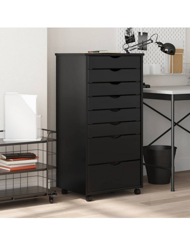 Armadietto Rotante con Cassetti MOSS Nero Legno Massello Pino