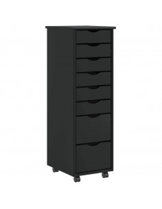 Armadietto Rotante con Cassetti MOSS Nero Legno Massello Pino