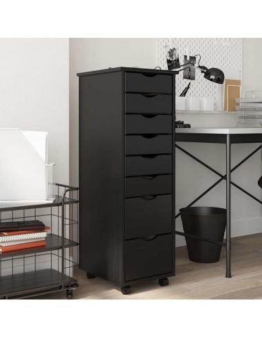 Armadietto Rotante con Cassetti MOSS Nero Legno Massello Pino