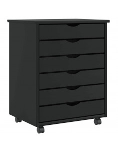 Armadietto Rotante con Cassetti MOSS Nero Legno Massello Pino