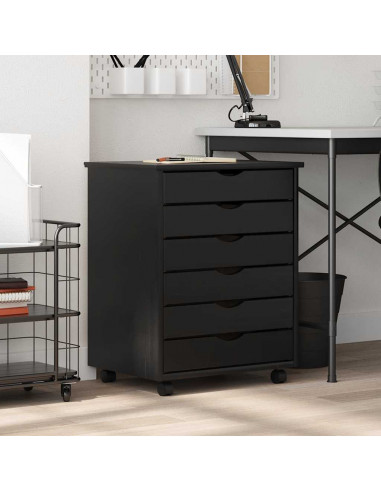 Armadietto Rotante con Cassetti MOSS Nero Legno Massello Pino