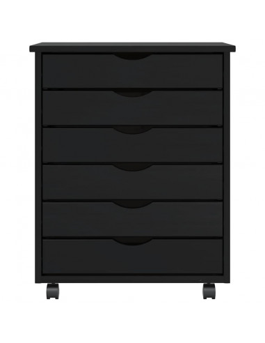 Armadietto Rotante con Cassetti MOSS Nero Legno Massello Pino