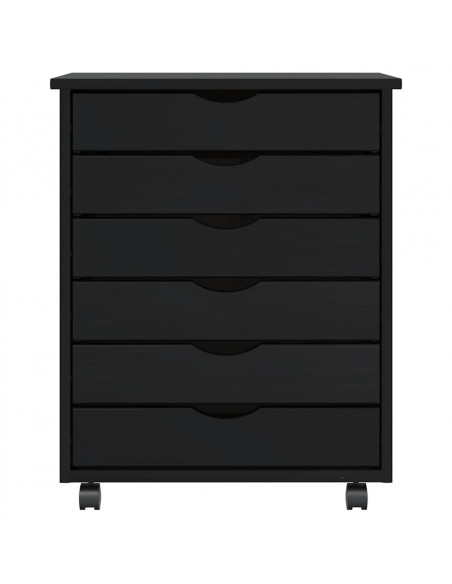 Armadietto Rotante con Cassetti MOSS Nero Legno Massello Pino