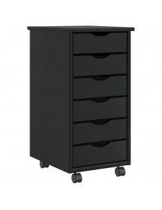 Armadietto Rotante con Cassetti MOSS Nero Legno Massello Pino