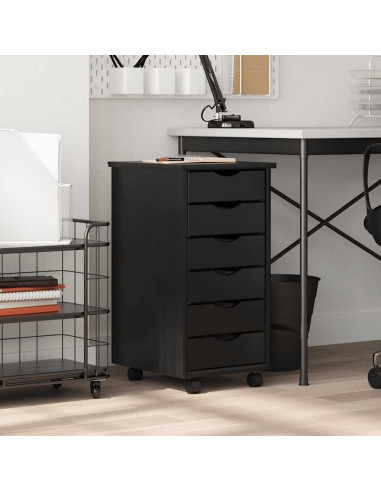 Armadietto Rotante con Cassetti MOSS Nero Legno Massello Pino