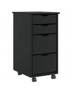 Armadietto Rotante con Cassetti MOSS Nero Legno Massello Pino