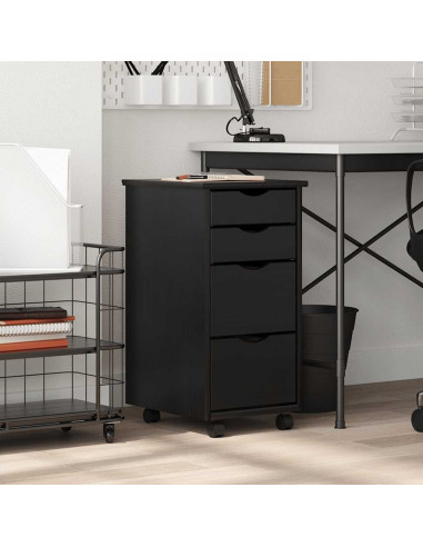 Armadietto Rotante con Cassetti MOSS Nero Legno Massello Pino