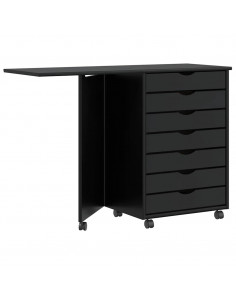 Armadietto Rotante con Scrivania MOSS Nero Massello di Pino