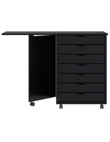 Armadietto Rotante con Scrivania MOSS Nero Massello di Pino