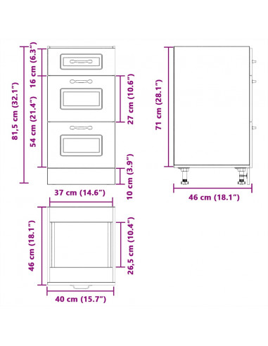 Base da Cucina Kalmar Nero in Legno Multistrato