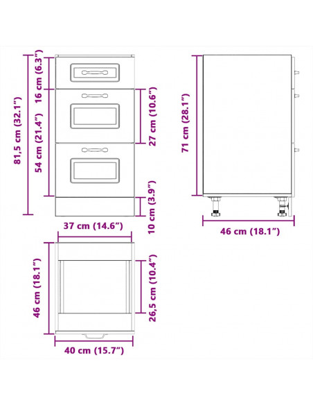Base da Cucina Kalmar Rovere Marrone in Legno Multistrato