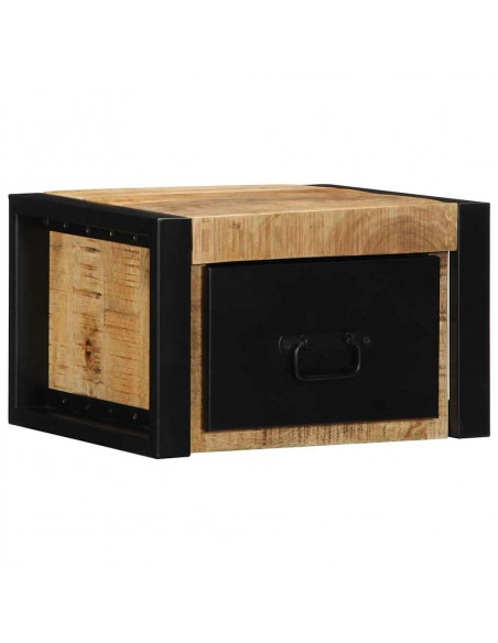 Comodini 2 pz 40x35x25 cm in Legno Massello di Mango Grezzo