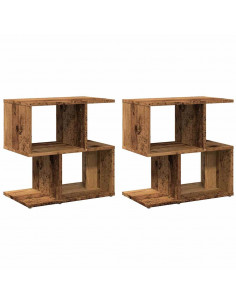 Comodini 2 pz in Legno Vecchio 50x30x51,5 cm Legno Multistrato