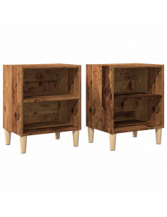 Comodini 2 pz Legno Vecchio 40x30x50 cm in Legno Multistrato