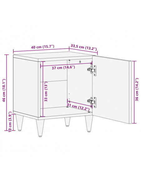 Comodini 2pz 40x33,5x46 cm in Legno Massello di Mango