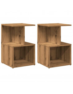 Comodini 2pz Rovere Artigianale 35x35x55 cm Legno Multistrato