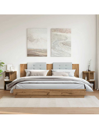 Comodini 2pz Rovere Artigianale 35x35x55 cm Legno Multistrato