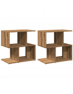 Comodini 2pz Rovere Artigianale 50x30x51,5 cm Legno Multistrato