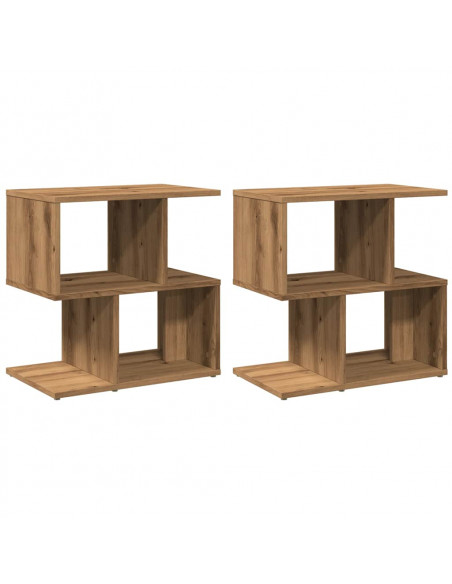 Comodini 2pz Rovere Artigianale 50x30x51,5 cm Legno Multistrato