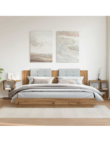 Comodini 2pz Rovere Artigianale 50x30x51,5 cm Legno Multistrato