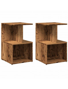 Comodini Legno Vecchio 2 pz 35x35x55 cm in Legno Multistrato