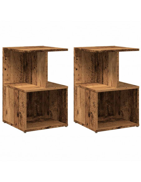 Comodini Legno Vecchio 2 pz 35x35x55 cm in Legno Multistrato