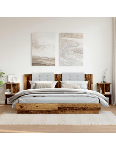 Comodini Legno Vecchio 2 pz 35x35x55 cm in Legno Multistrato