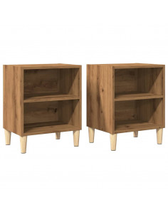 Comodini Rovere Artigianale 2 pz 40x30x50 cm Legno Multistrato