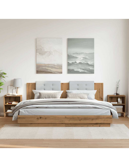 Comodini Rovere Artigianale 2 pz 40x30x50 cm Legno Multistrato