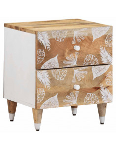 Comodino 40x33,5x46 cm in Legno Massello di Mango