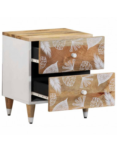 Comodino 40x33,5x46 cm in Legno Massello di Mango