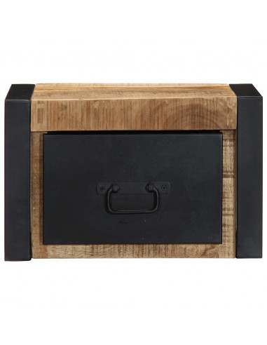 Comodino 40x35x25 cm in Legno Grezzo Massello di Mango