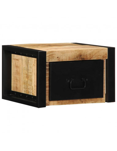 Comodino 40x35x25 cm in Legno Grezzo Massello di Mango