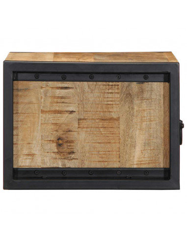 Comodino 40x35x25 cm in Legno Grezzo Massello di Mango