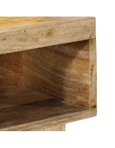 Comodino 50x27x50 cm in Legno Grezzo Massello di Mango