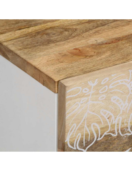 Comodino 50x33x60 cm in Legno Massello di Mango