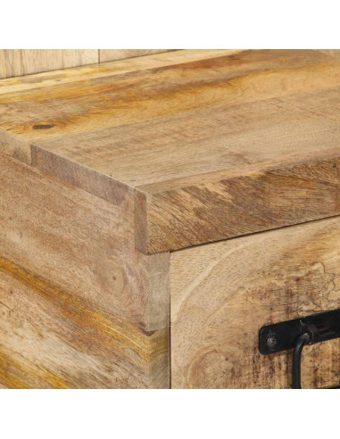 Comodino 60x32x80 cm in Legno Grezzo Massello di Mango