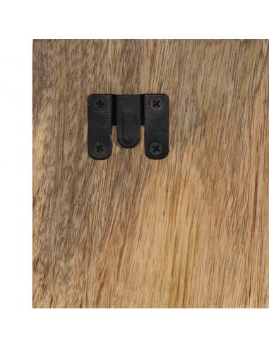 Comodino 60x32x80 cm in Legno Grezzo Massello di Mango