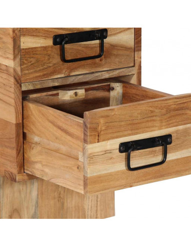 Comodino 60x32x80 cm in Legno Massello di Acacia