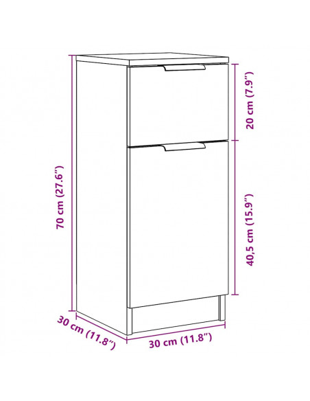 Credenza Legno Antico 30x30x70 cm in Legno Multistrato