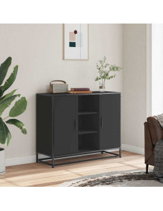 Credenza Nera 92x35x76 cm in Legno Multistrato 2