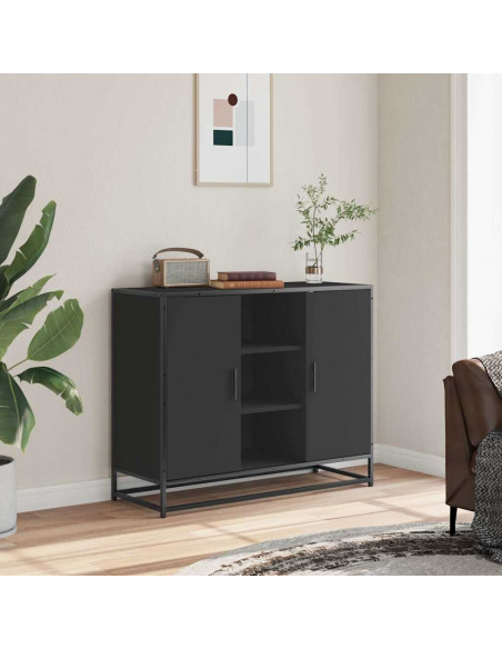 Credenza Nera 92x35x76 cm in Legno Multistrato
